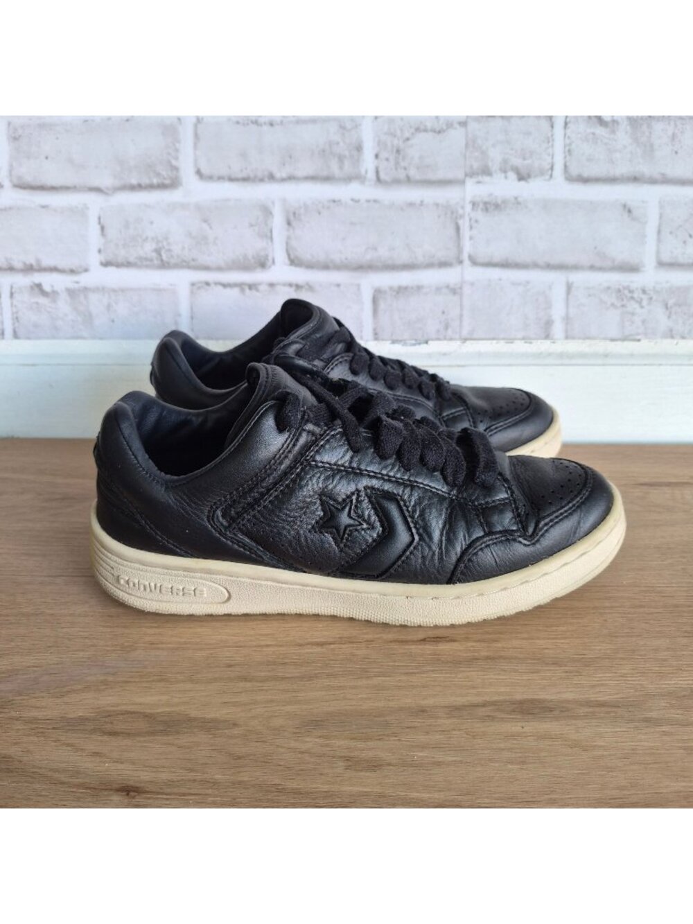 CONVERSE WEAPON MONO OX Sz 8.5 Women Shoes LEATHER Black Casual Sneakers A12485C